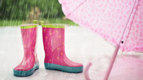 Rain boots and umbrella