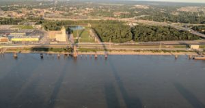 View of the Mississippi River and Illinois from the top of the Gateway Arch